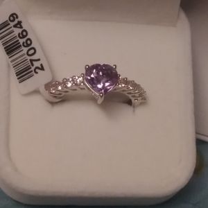 SZ 9 Promise ring s925 purple heart in box